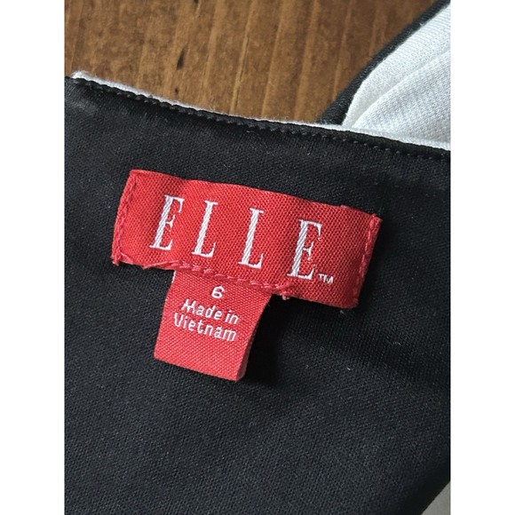 ELLE Women Black & White Striped Cap Sleeve w/Pockets Back Zip Mini Dress Size 6 - Picture 4 of 5